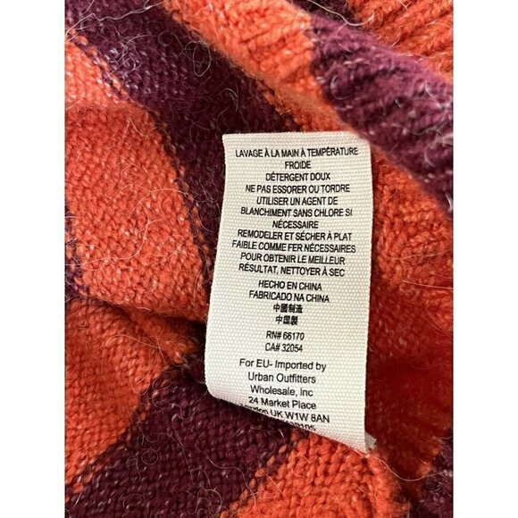Free People Complete Me Orange Striped Alpaca Wool Blend Sweater Womans Sz M NWT - Picture 10 of 11